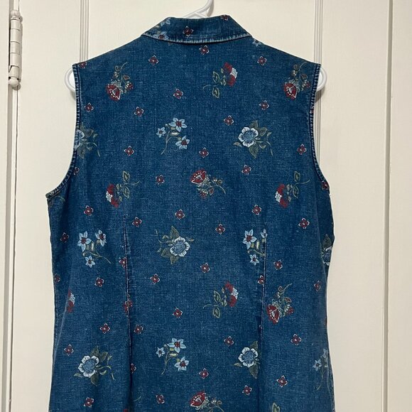 Requirements VTG linen cotton denim shirt dress size large floral patriotic - Picture 7 of 9